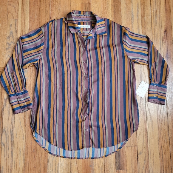 Free people We The Free All Smiles Striped Shirt Multocolor Size XS Oversized - Picture 13 of 15